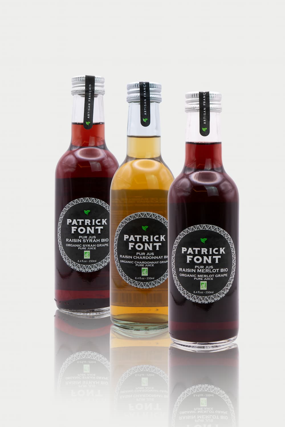 Merlot, Syrah ir Chardonnay vynuogių sulčių rinkinys